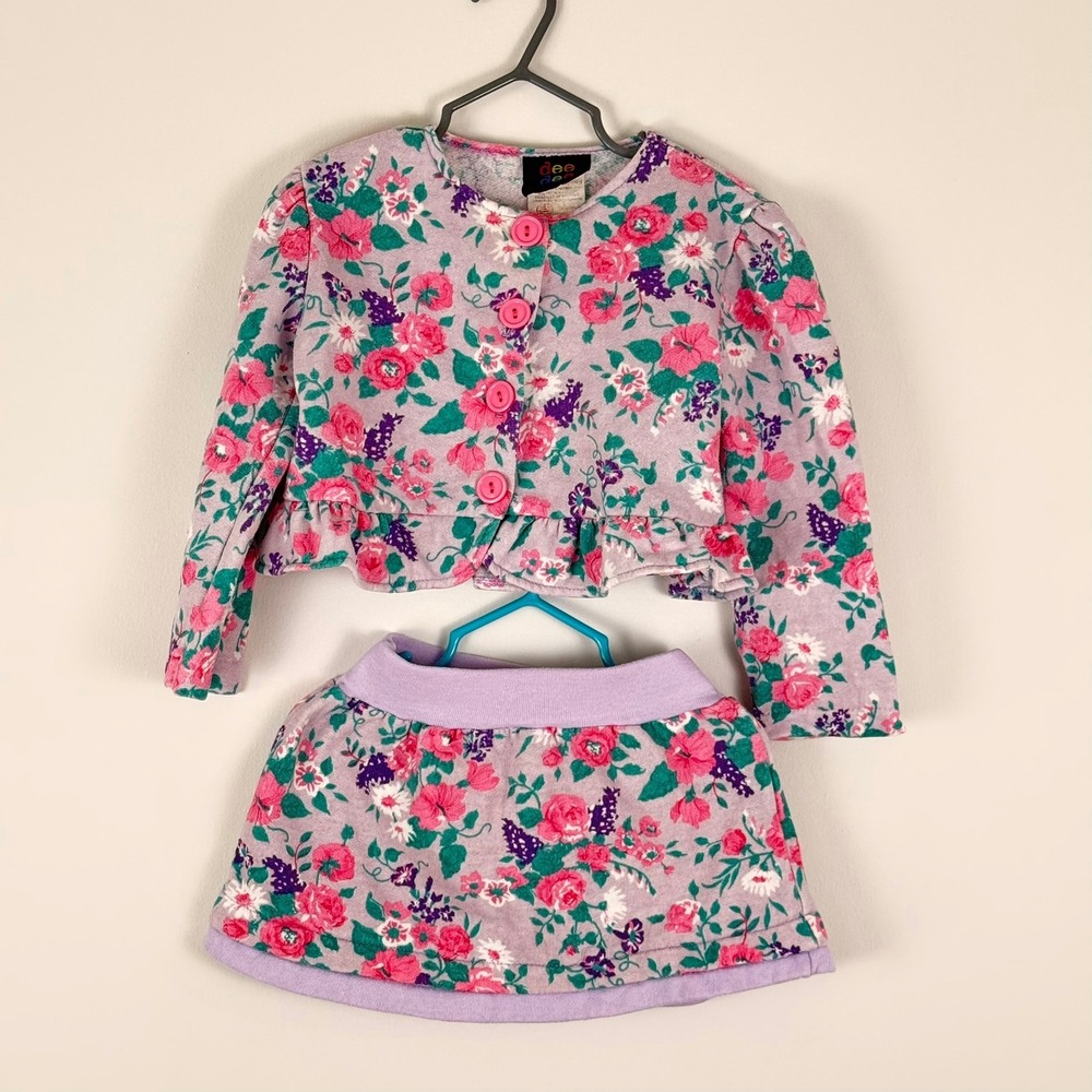 Vintage Dee Dee Kids Floral Skirt and Jacket Set Lavender Pink Size 3X Canada